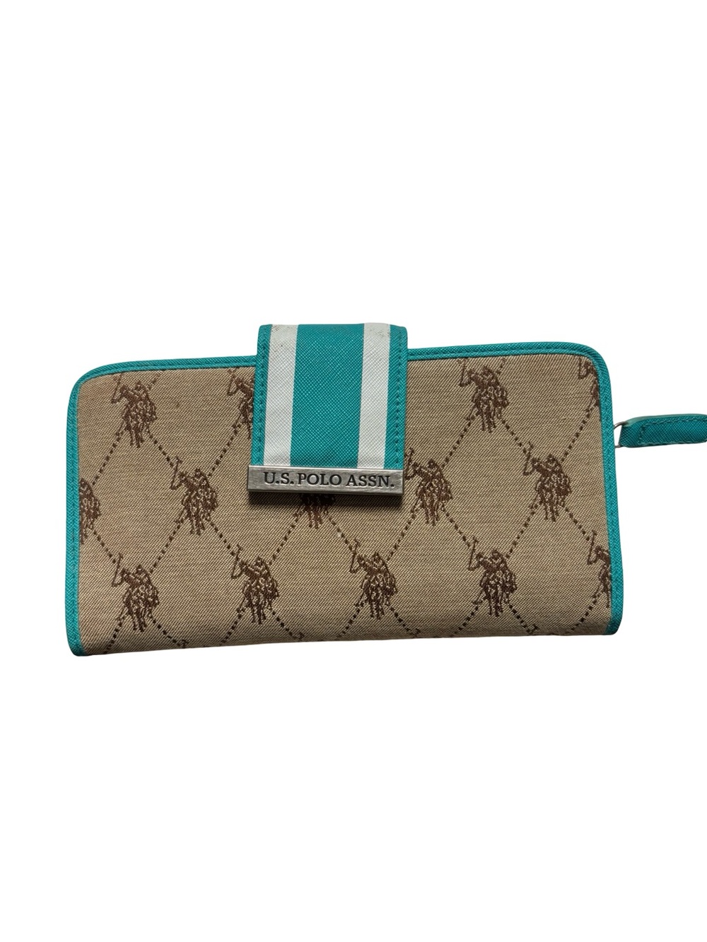 U.S. Polo Assn. Beige and Teal Signature Wallet